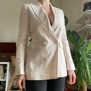 Mazssimo Dutti Light Pink Viscose Linen Blazer